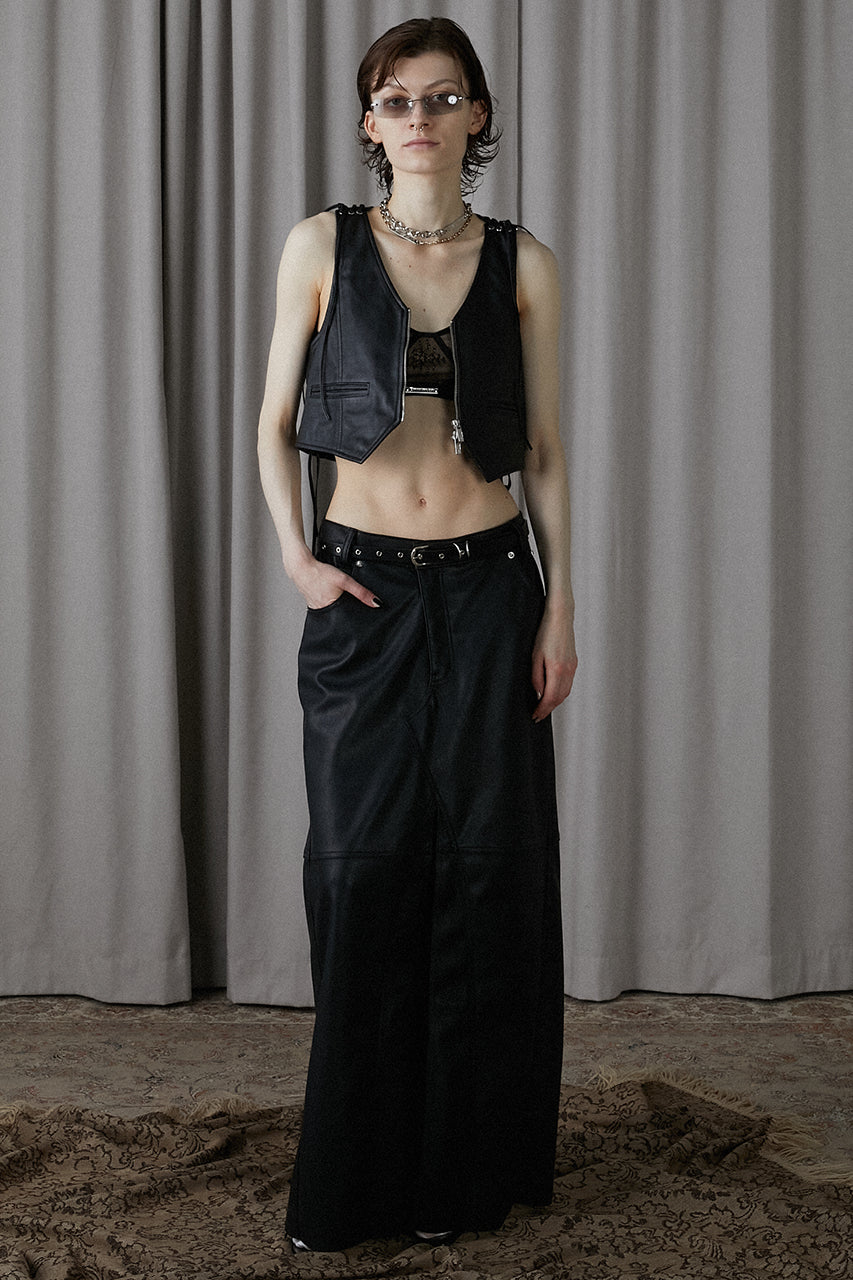 Vegan Leather Slit Skirt - SALE