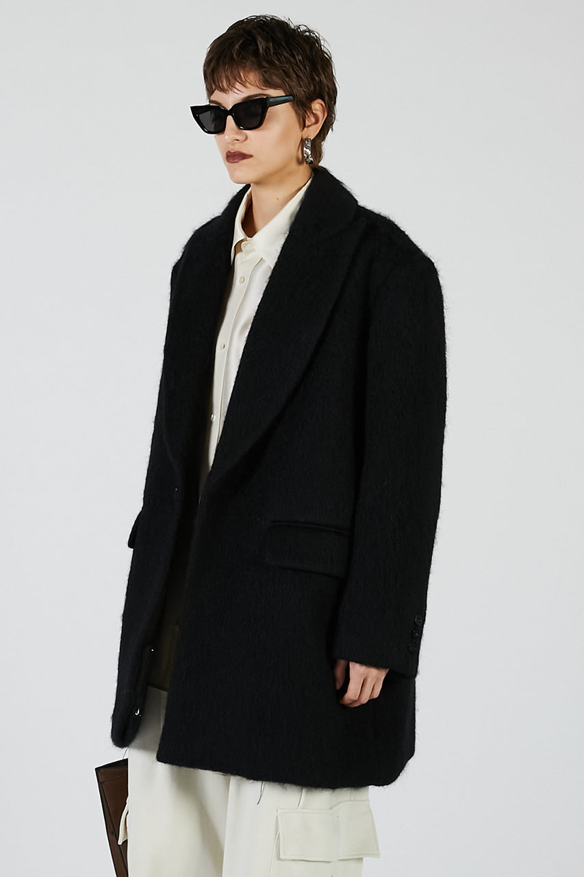 Mohair Shaggy Tailored Coat
