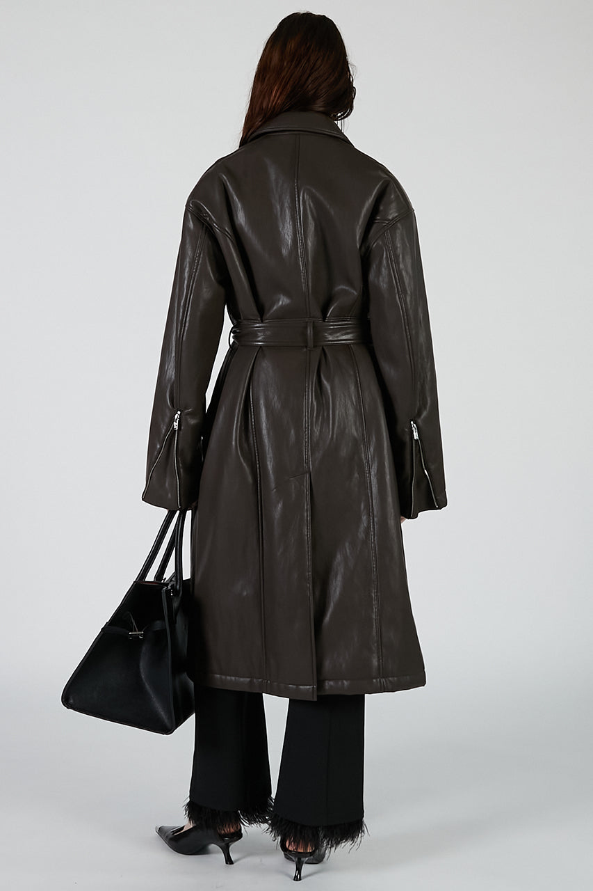 Vegan Leather Overlong Coat