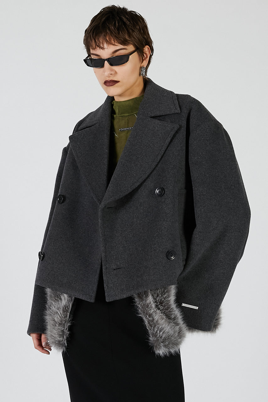 Fur layered pea coat - 2025 AUTUMN