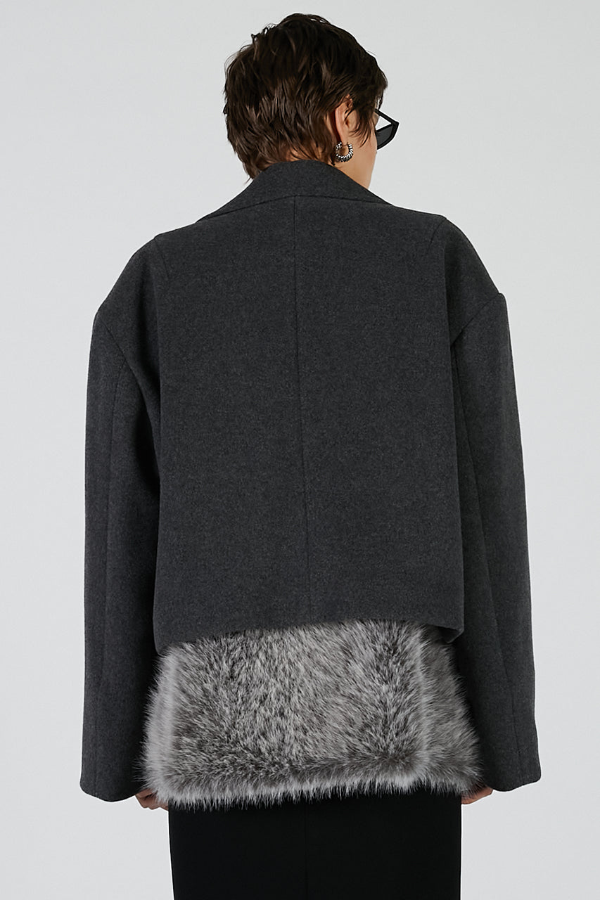 Fur layered pea coat - 2025 AUTUMN
