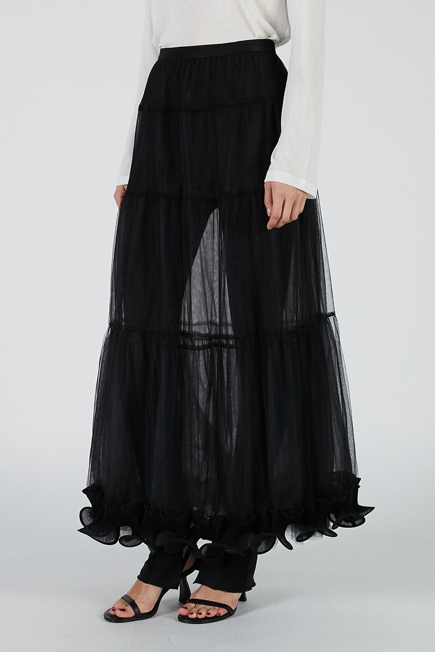 Ruffle Hem Tulle Skirt