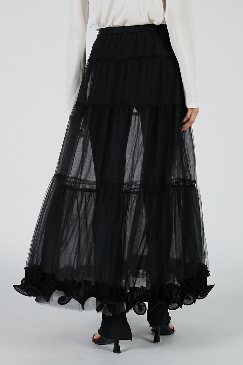 Ruffle Hem Tulle Skirt