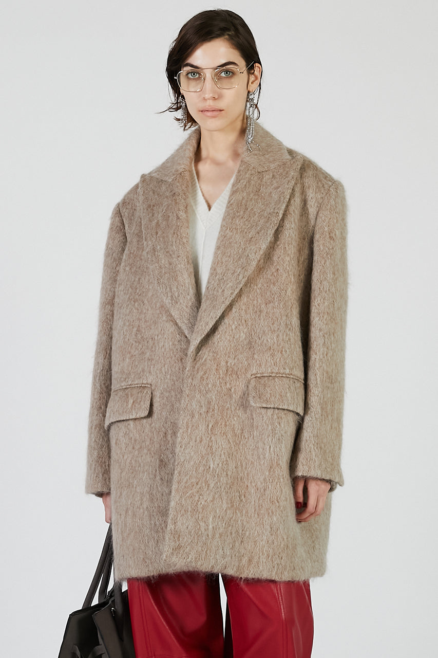 Mohair Shaggy Tailored Coat
