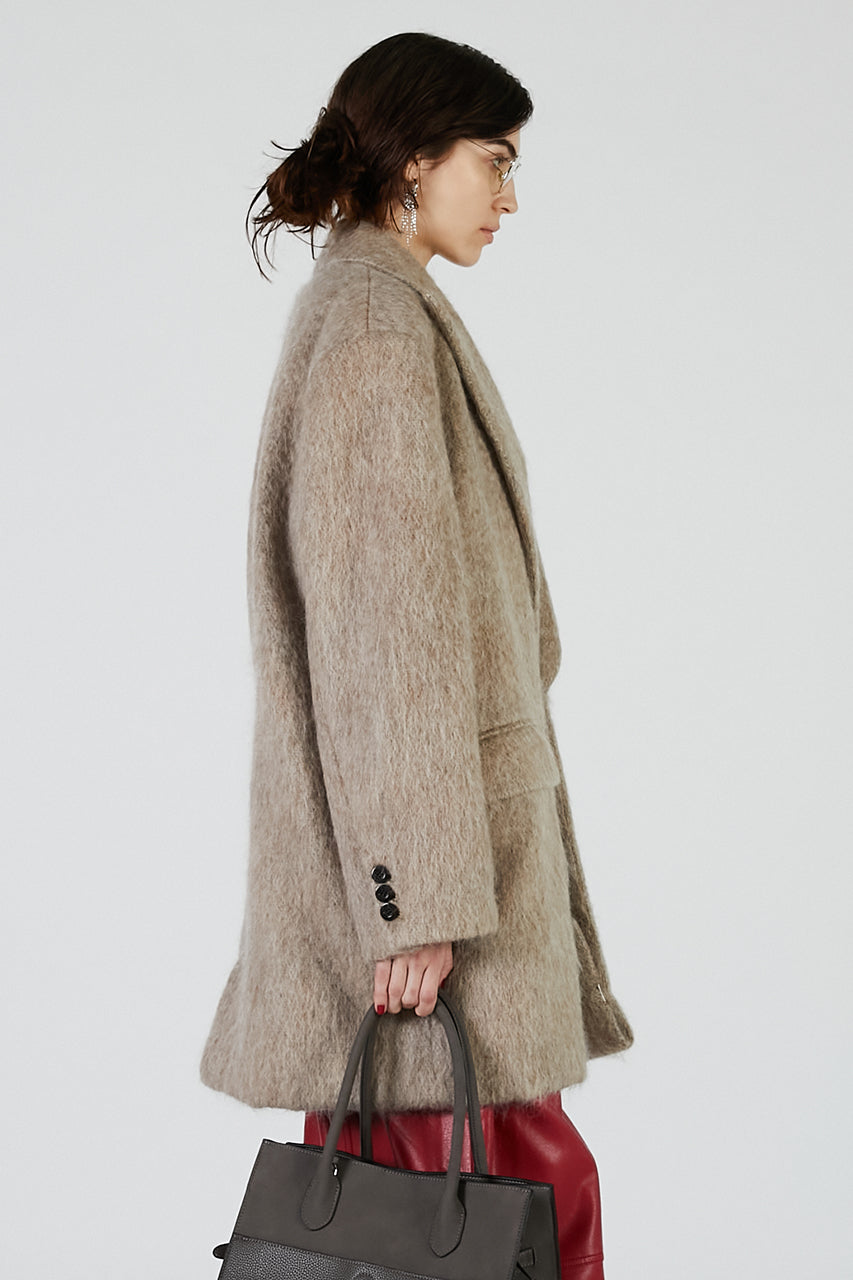 Mohair Shaggy Tailored Coat