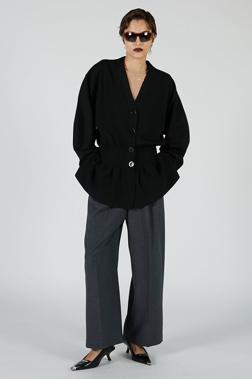 Cocoon Sleeve Peplum Knit Cardigan - 2025 AUTUMN