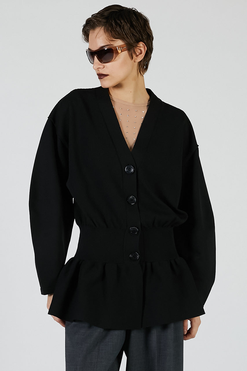 Cocoon Sleeve Peplum Knit Cardigan