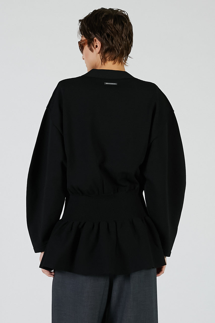 Cocoon Sleeve Peplum Knit Cardigan - 2025 AUTUMN