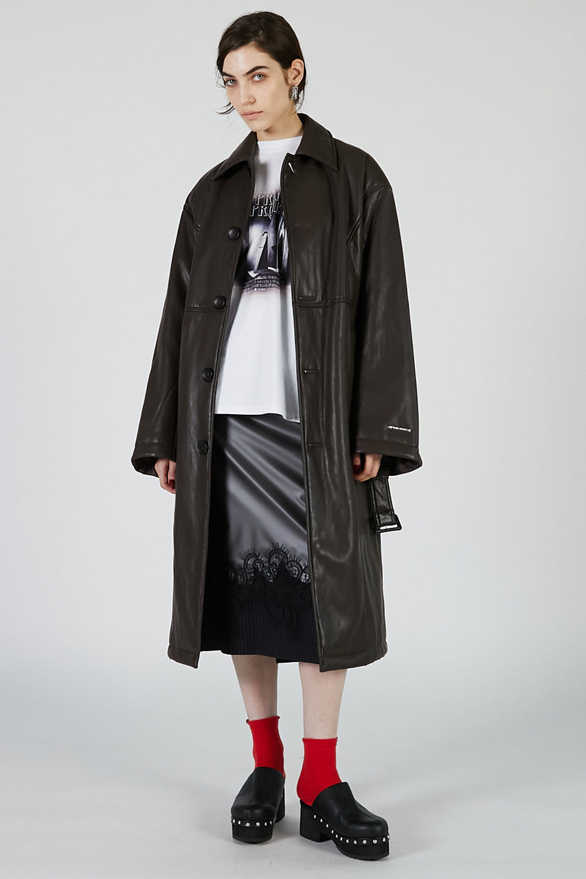Vegan Leather Overlong Coat