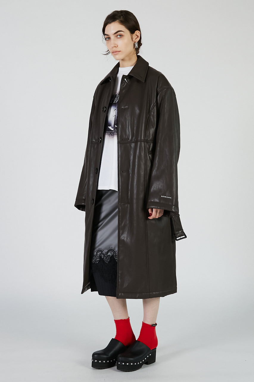 Vegan Leather Overlong Coat