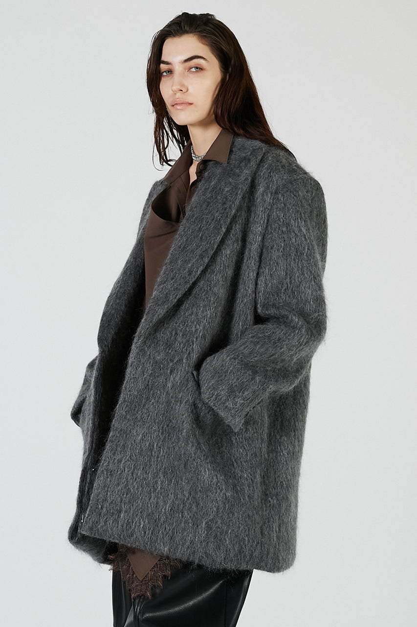 Mohair Shaggy Tailored Coat