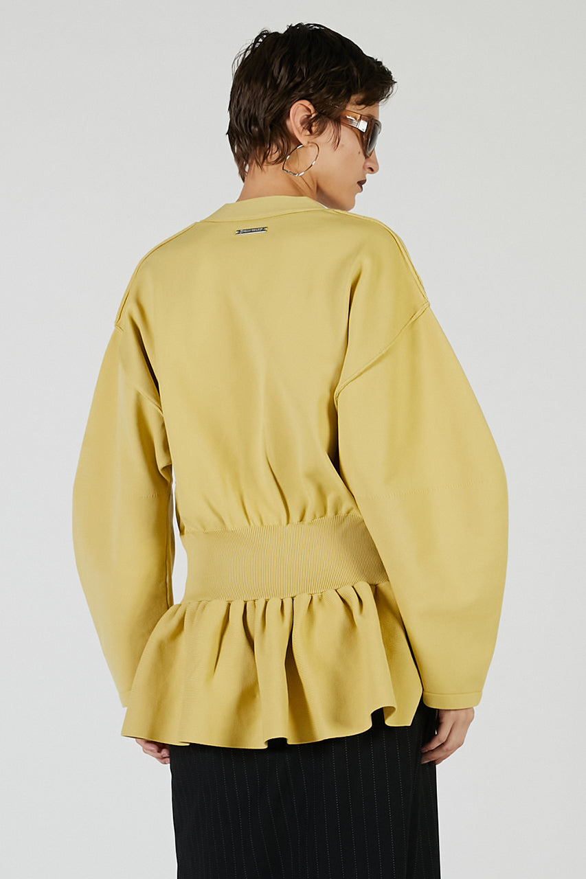 Cocoon Sleeve Peplum Knit Cardigan - 2025 AUTUMN