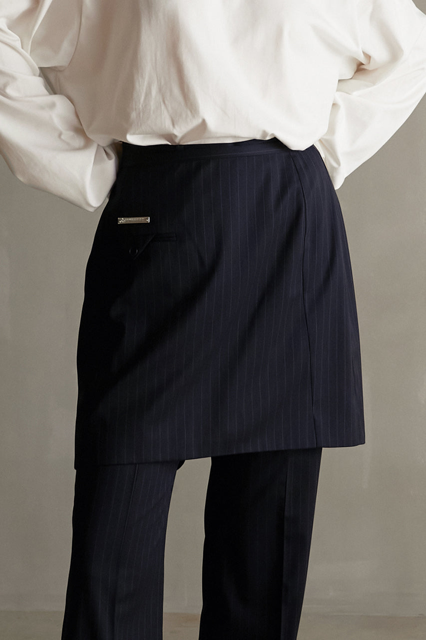 Pinstripe Wrap Layered Pants
