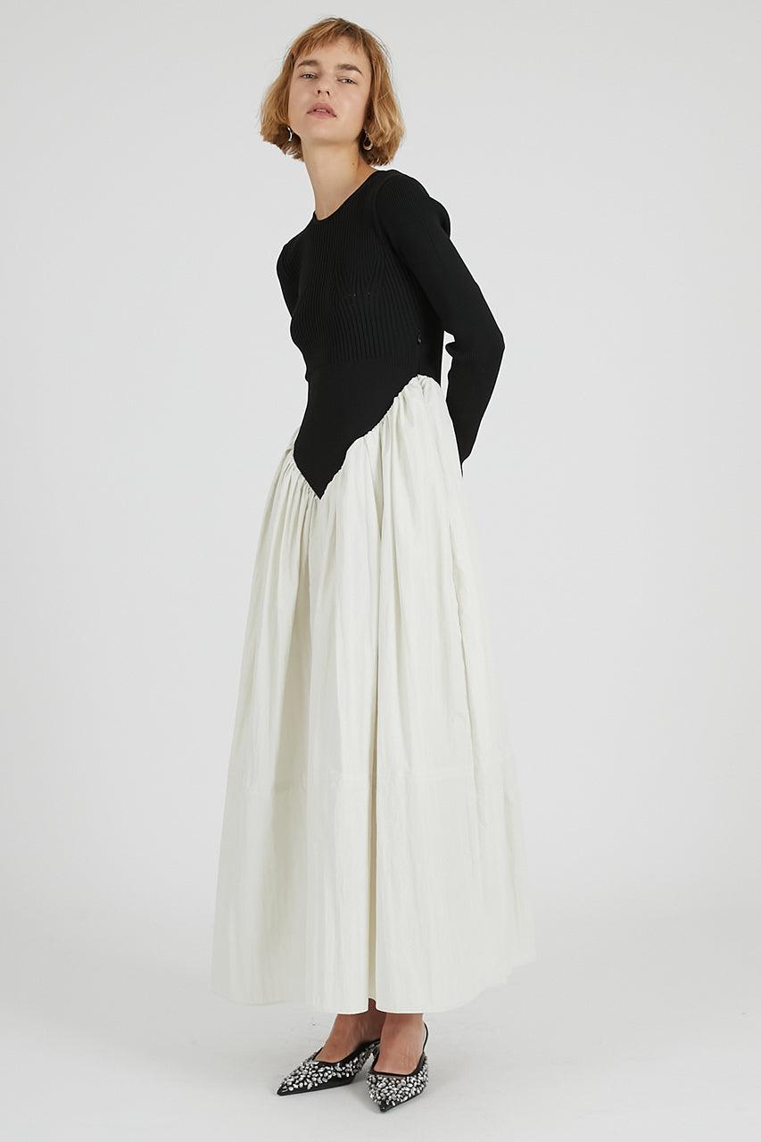 Knit Combination Long Dress - 2025 AUTUMN