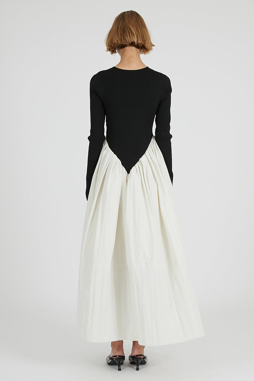 Knit Combination Long Dress - 2025 AUTUMN