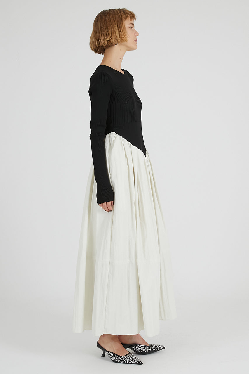 Knit Combination Long Dress - 2025 AUTUMN