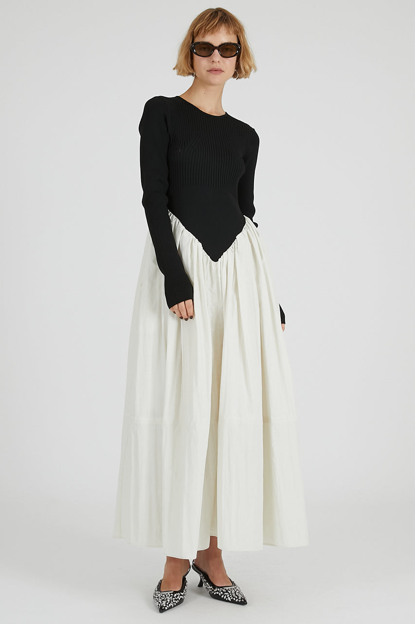 Knit Combination Long Dress