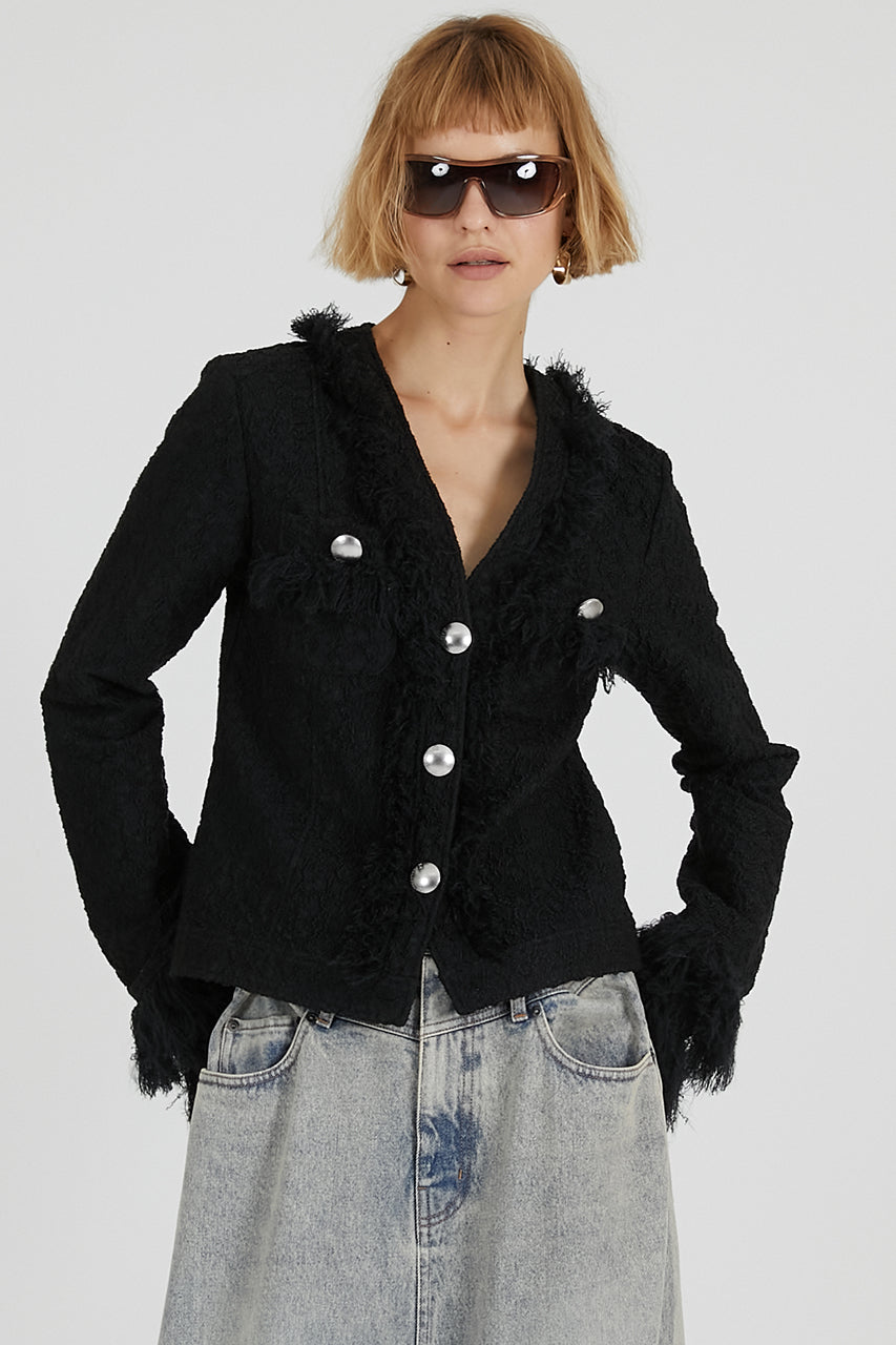 Fringe Jacquard Cardigan - 2025 AUTUMN