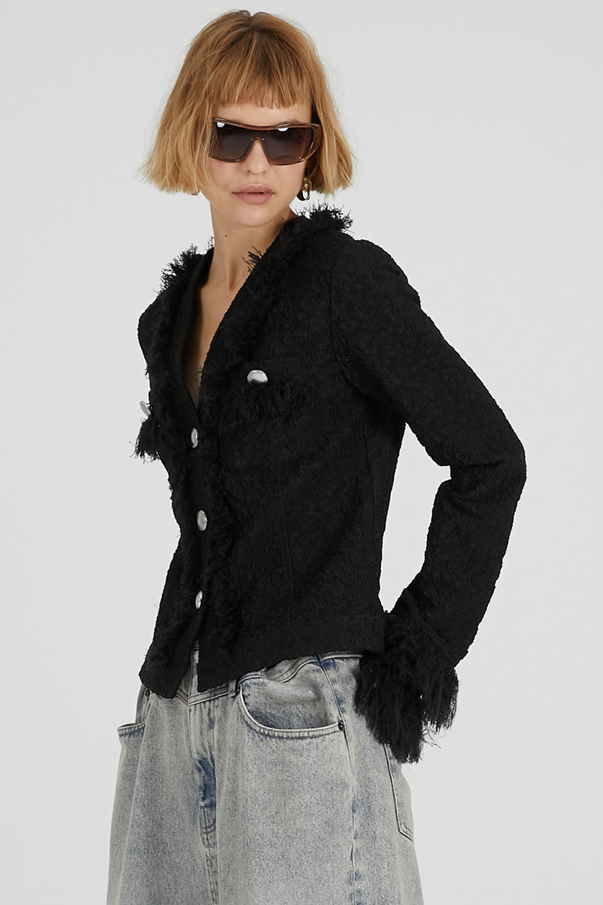 Fringe Jacquard Cardigan - 2025 AUTUMN