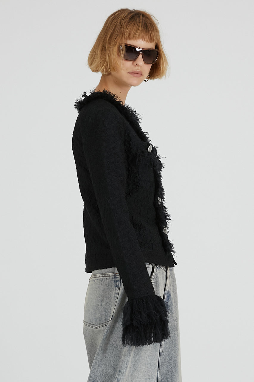 Fringe Jacquard Cardigan - 2025 AUTUMN