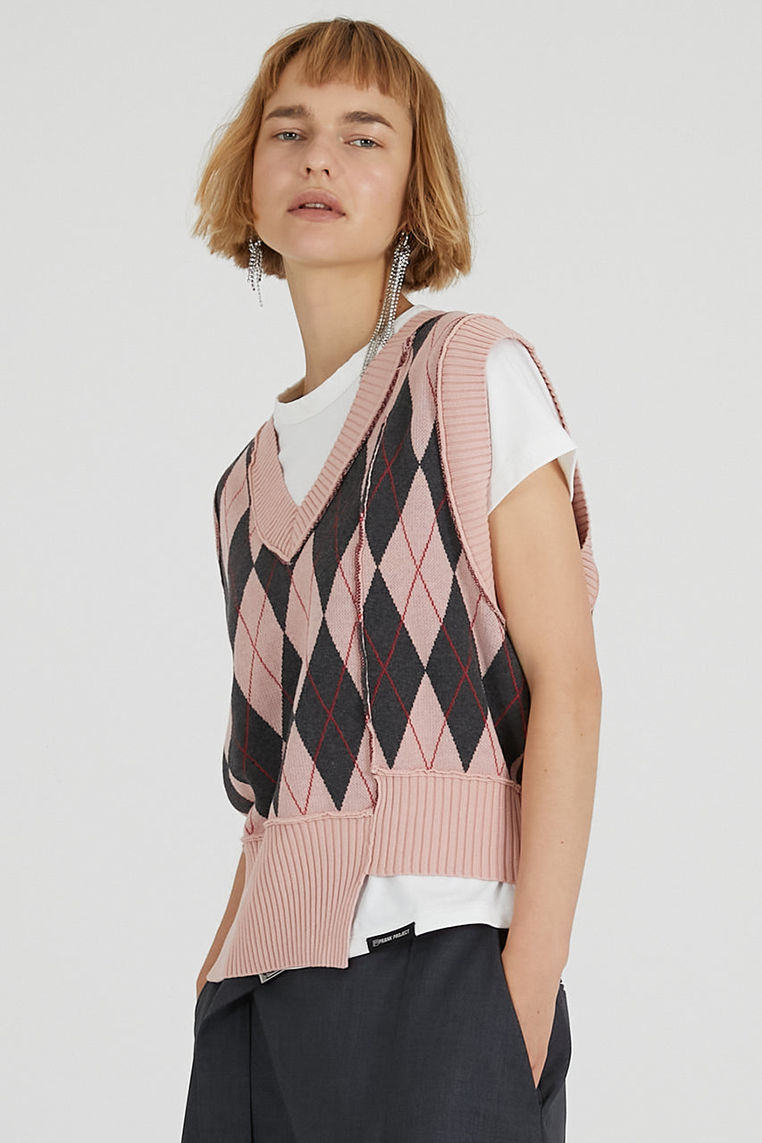 Argyle Knit Vest - 2025 AUTUMN