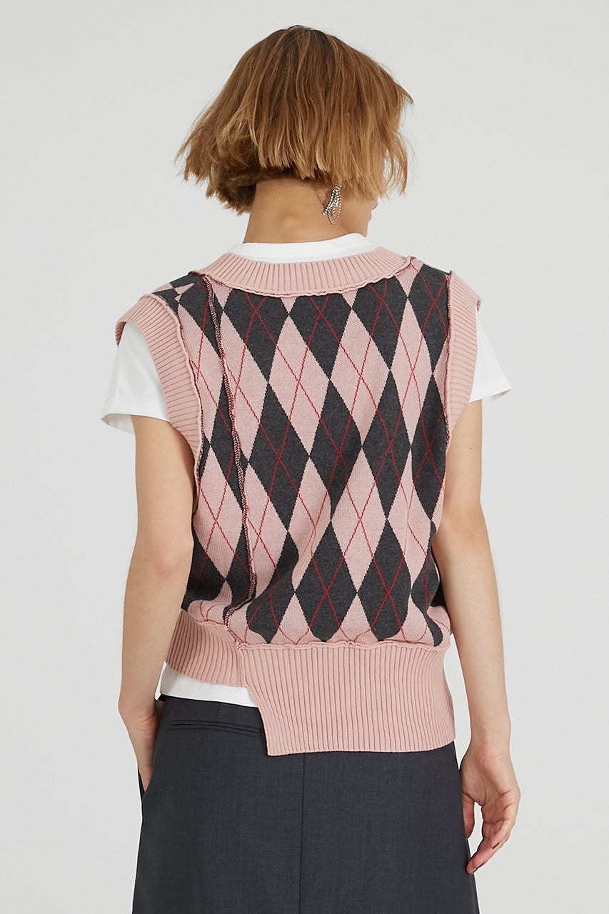 Argyle Knit Vest - 2025 AUTUMN