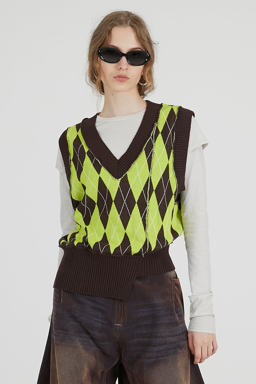 Argyle Knit Vest - 2025 AUTUMN