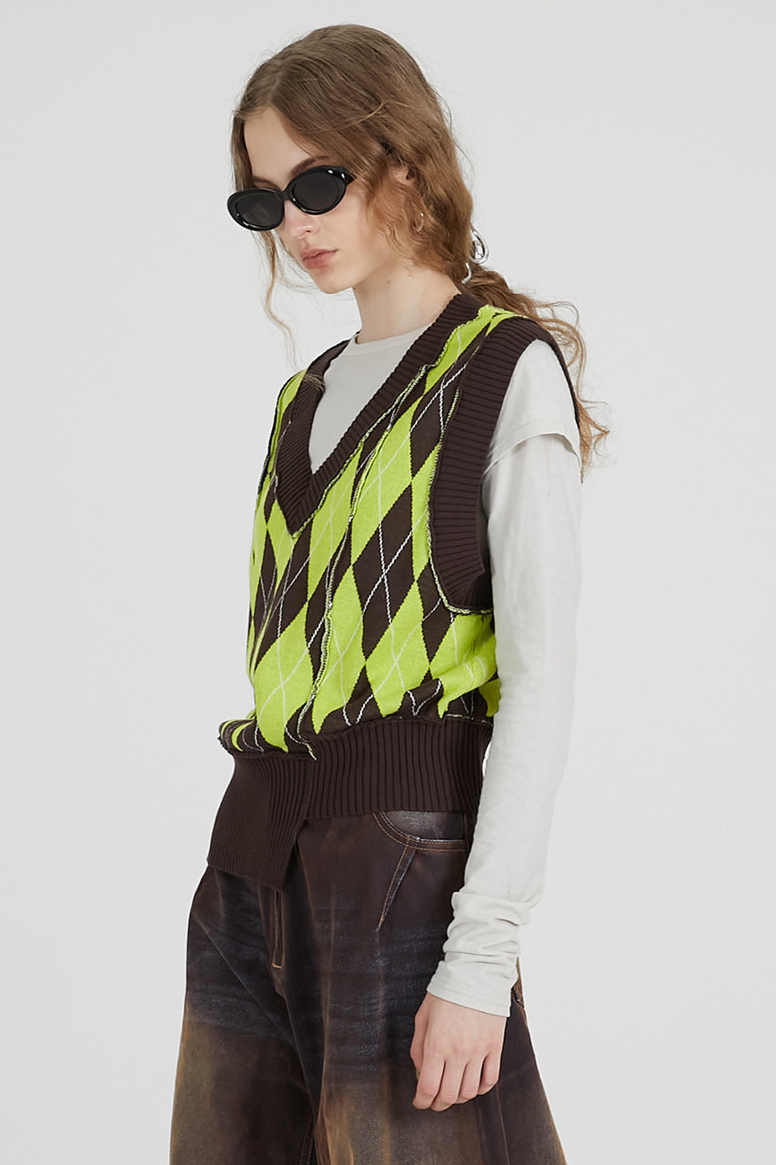 Argyle Knit Vest - 2025 AUTUMN