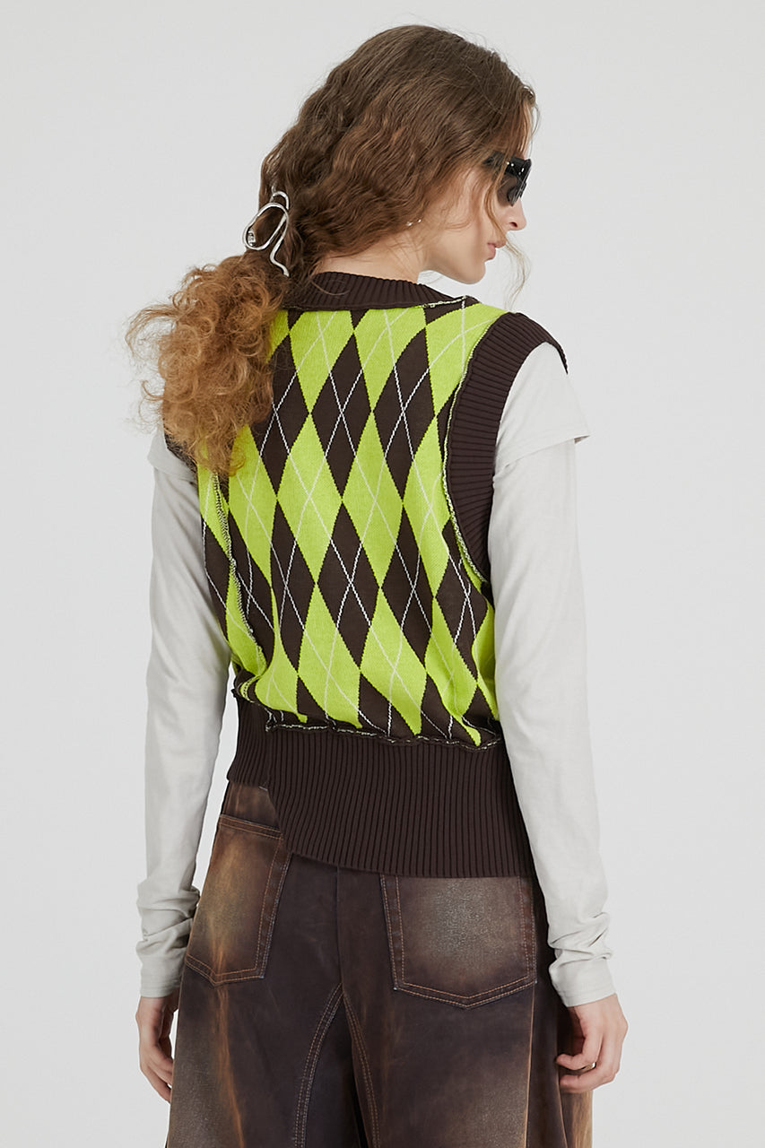 Argyle Knit Vest - 2025 AUTUMN