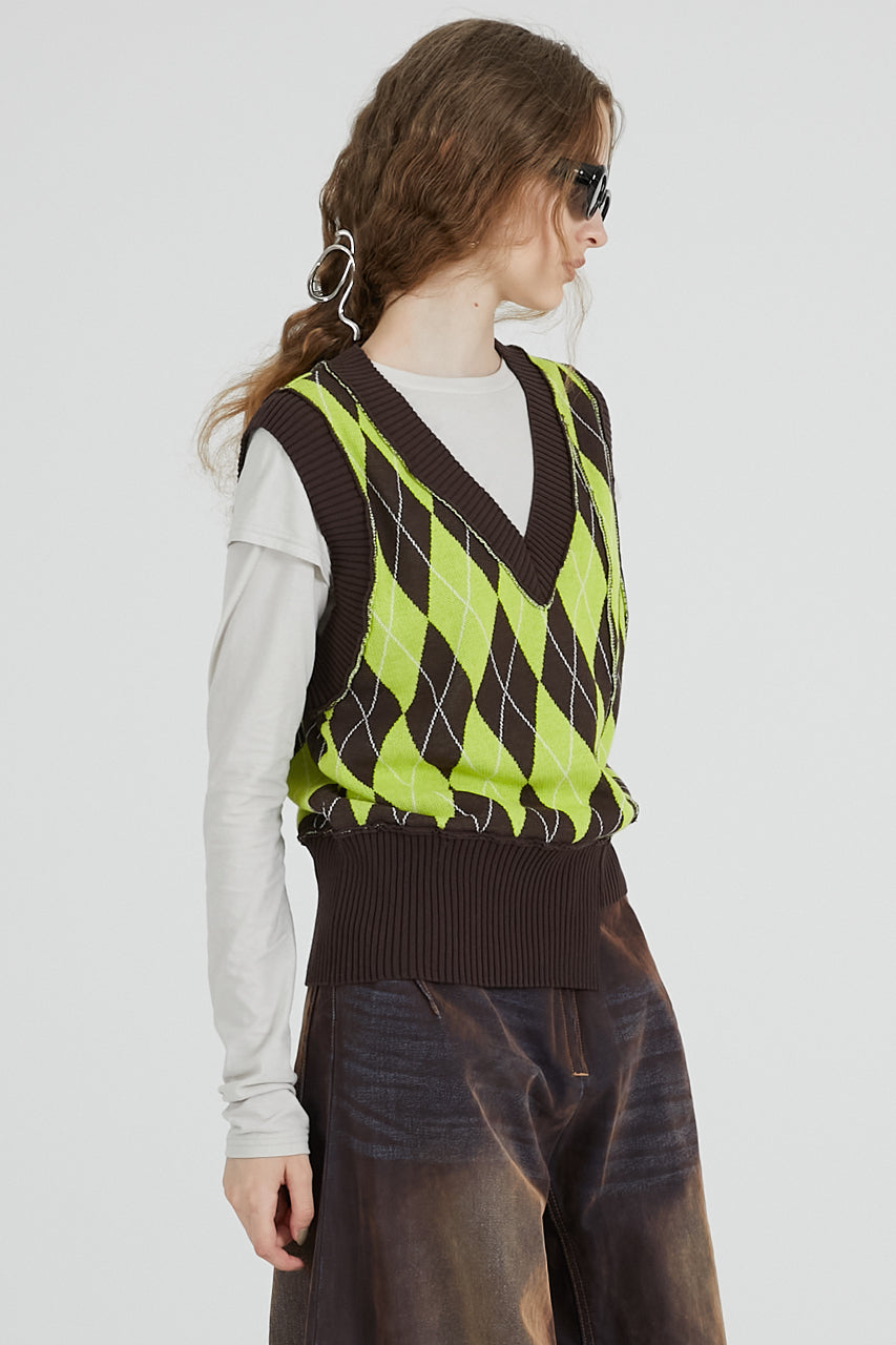 Argyle Knit Vest - 2025 AUTUMN