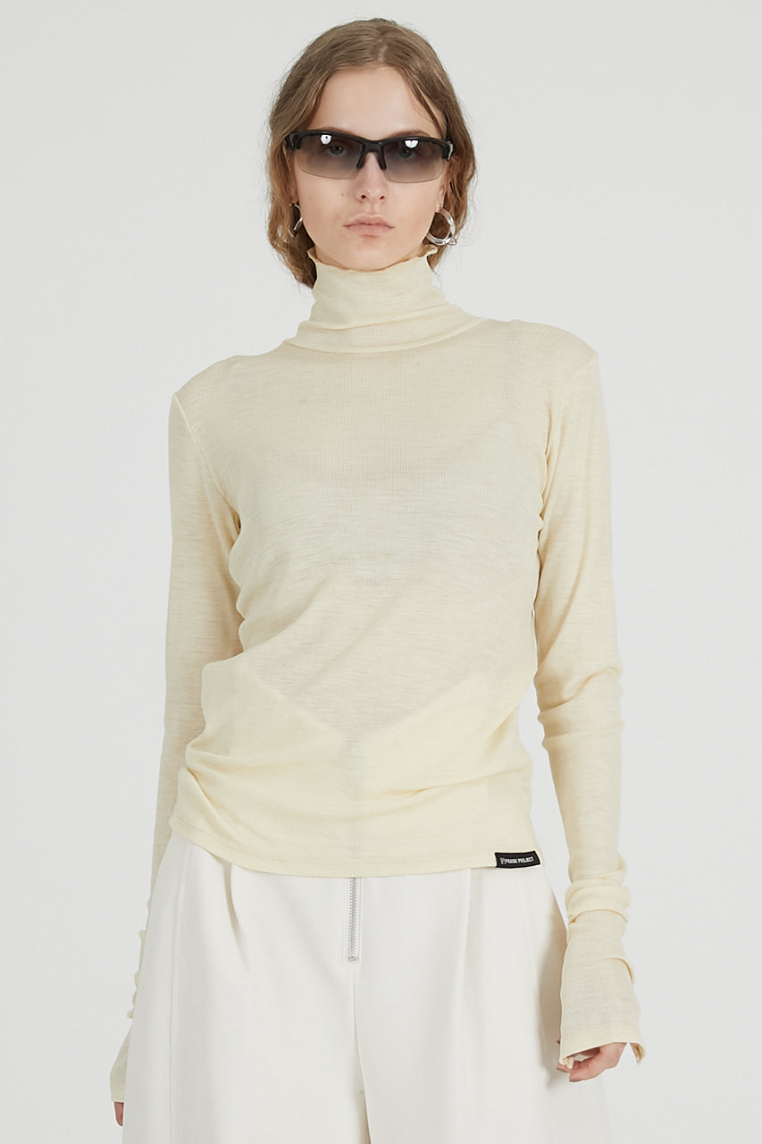 Pure Merino Wool Turtleneck Top