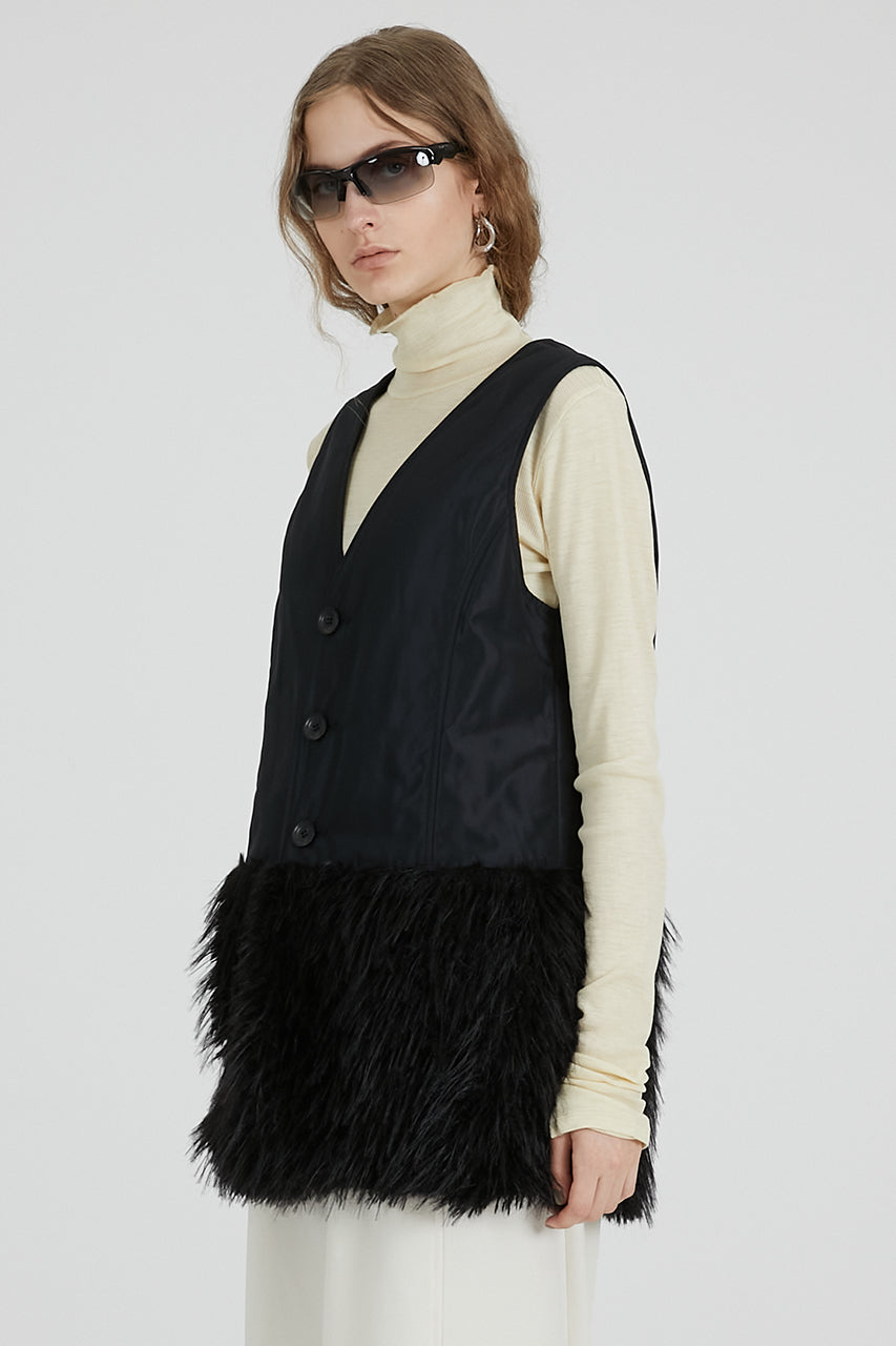 Fur layered pea coat - 2025 AUTUMN