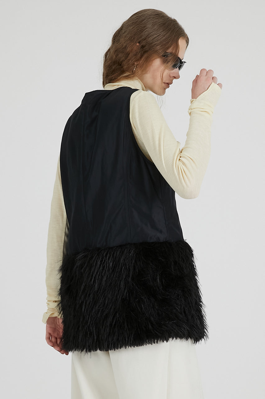 Fur layered pea coat - 2025 AUTUMN