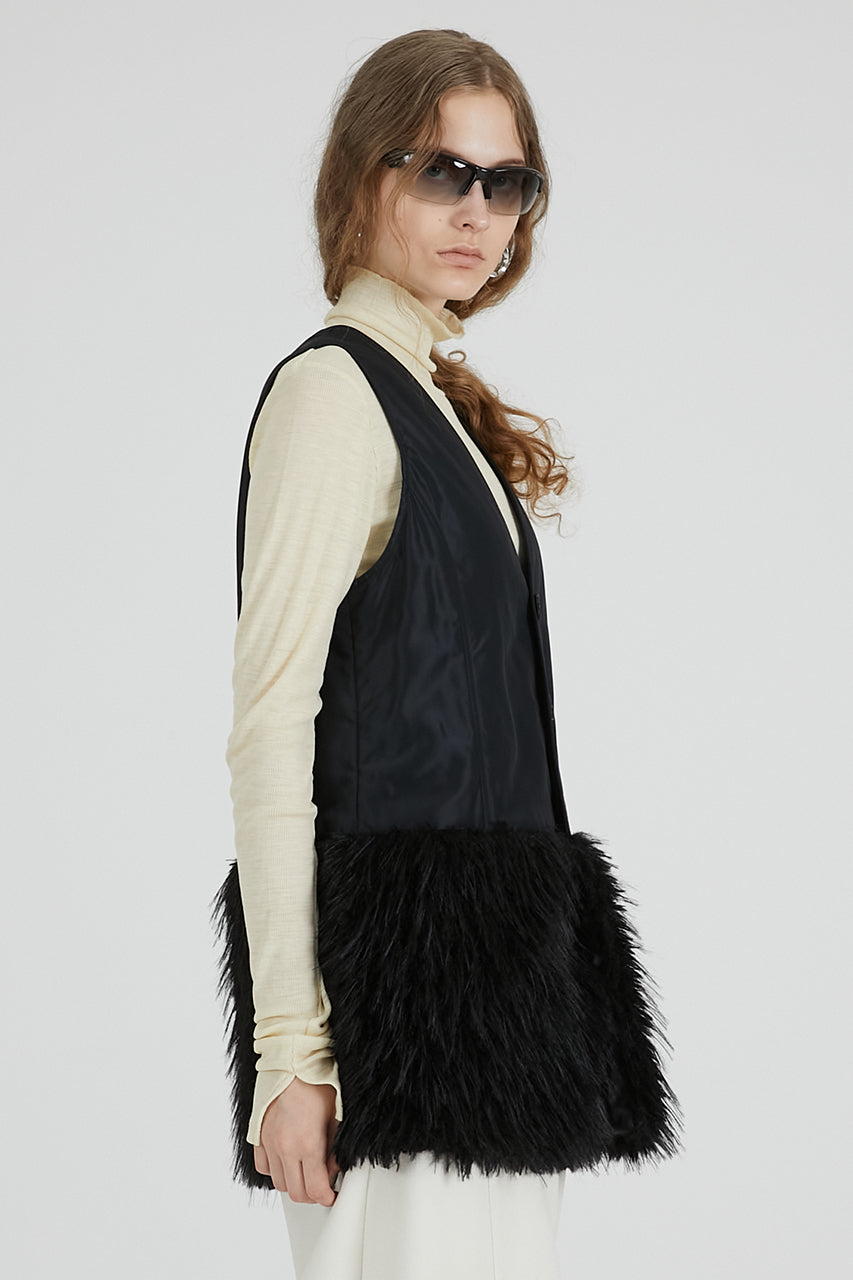 Fur layered pea coat - 2025 AUTUMN