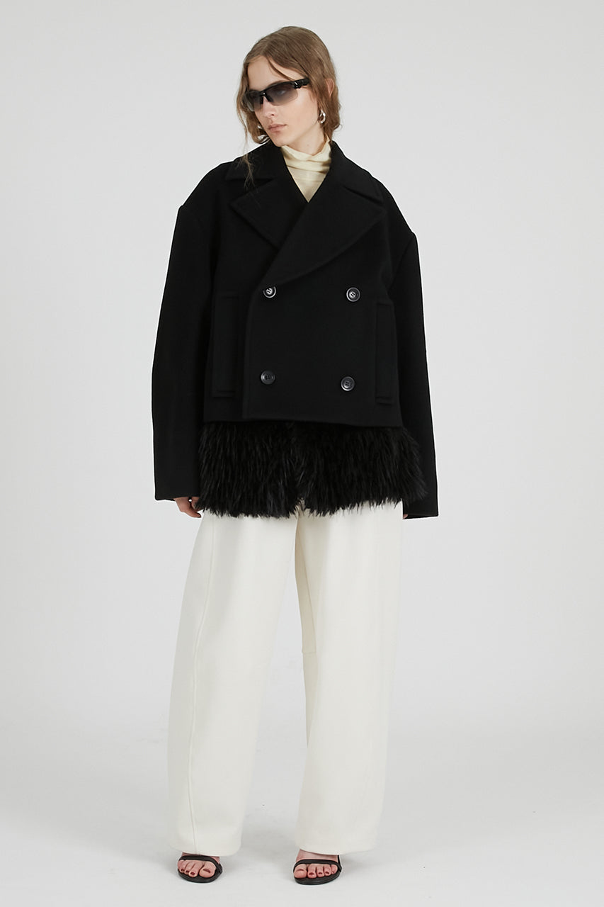 Fur layered pea coat - 2025 AUTUMN