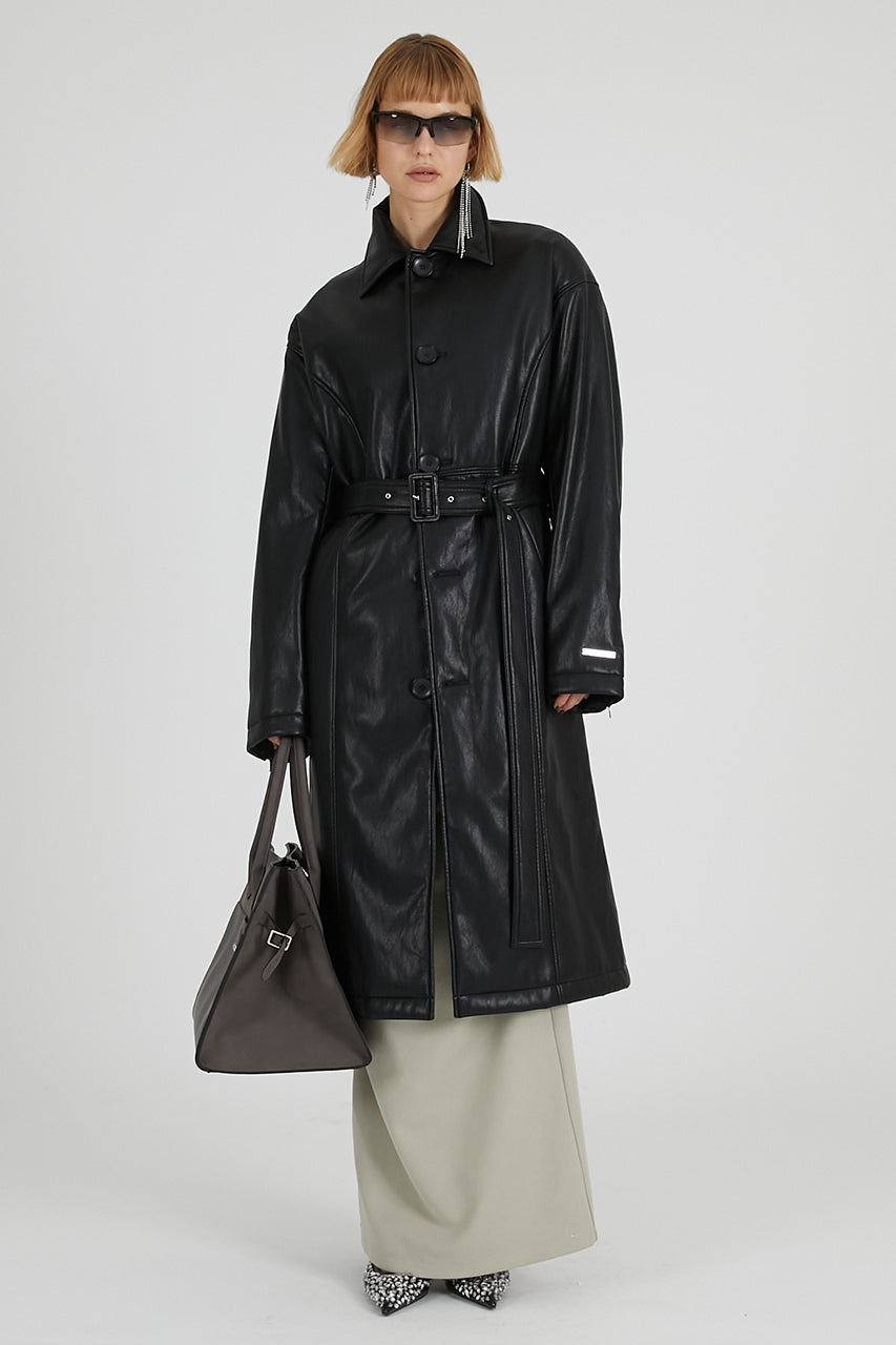 Vegan Leather Overlong Coat