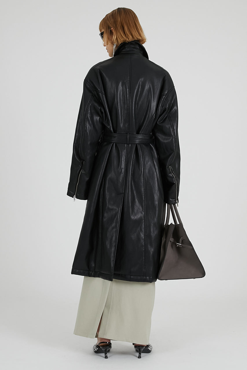 Vegan Leather Overlong Coat