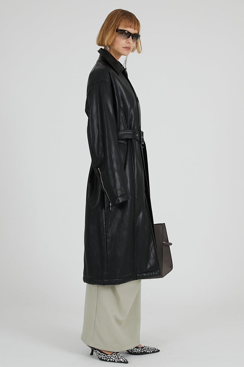 Vegan Leather Overlong Coat