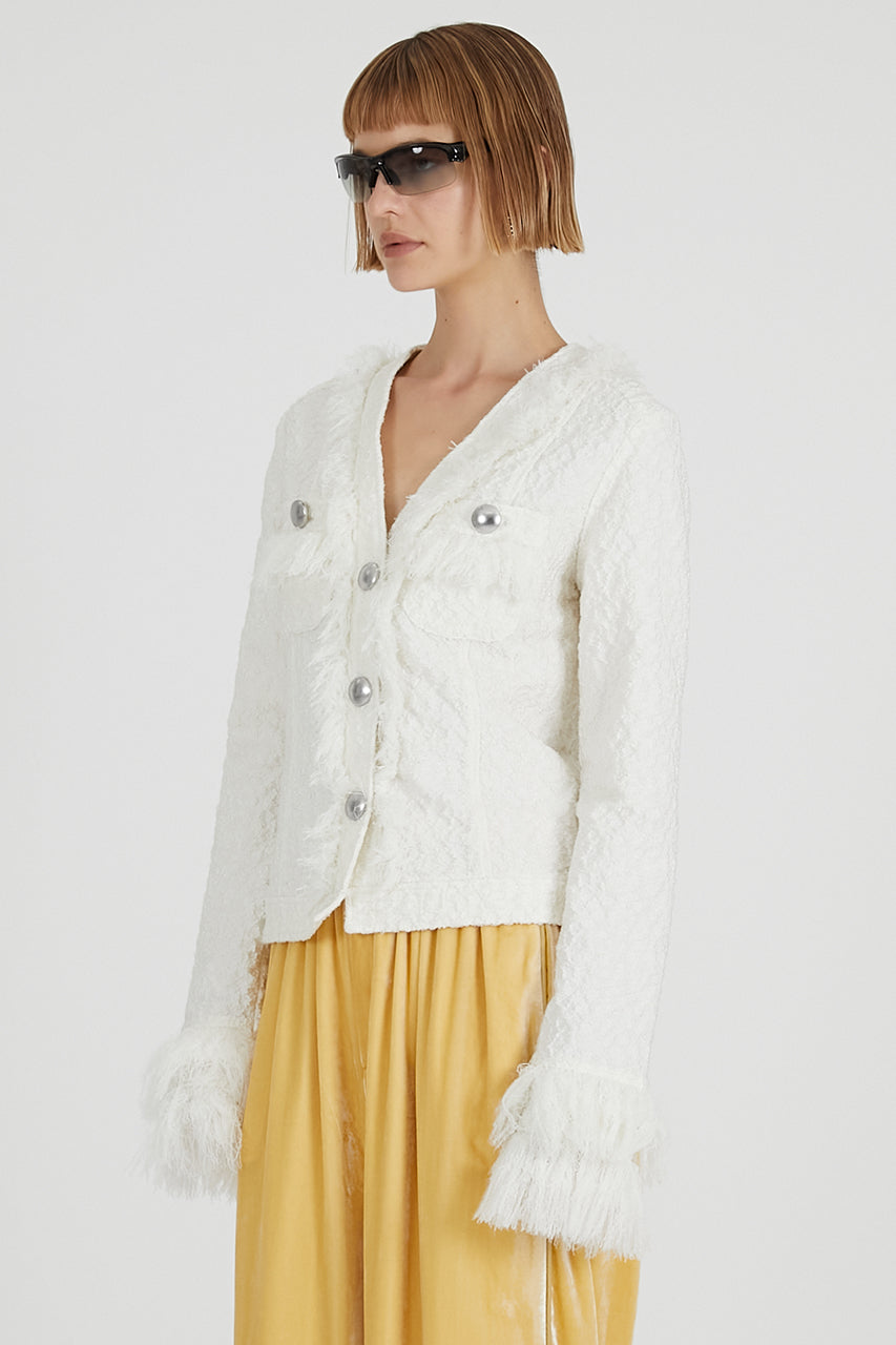 Fringe Jacquard Cardigan - 2025 AUTUMN