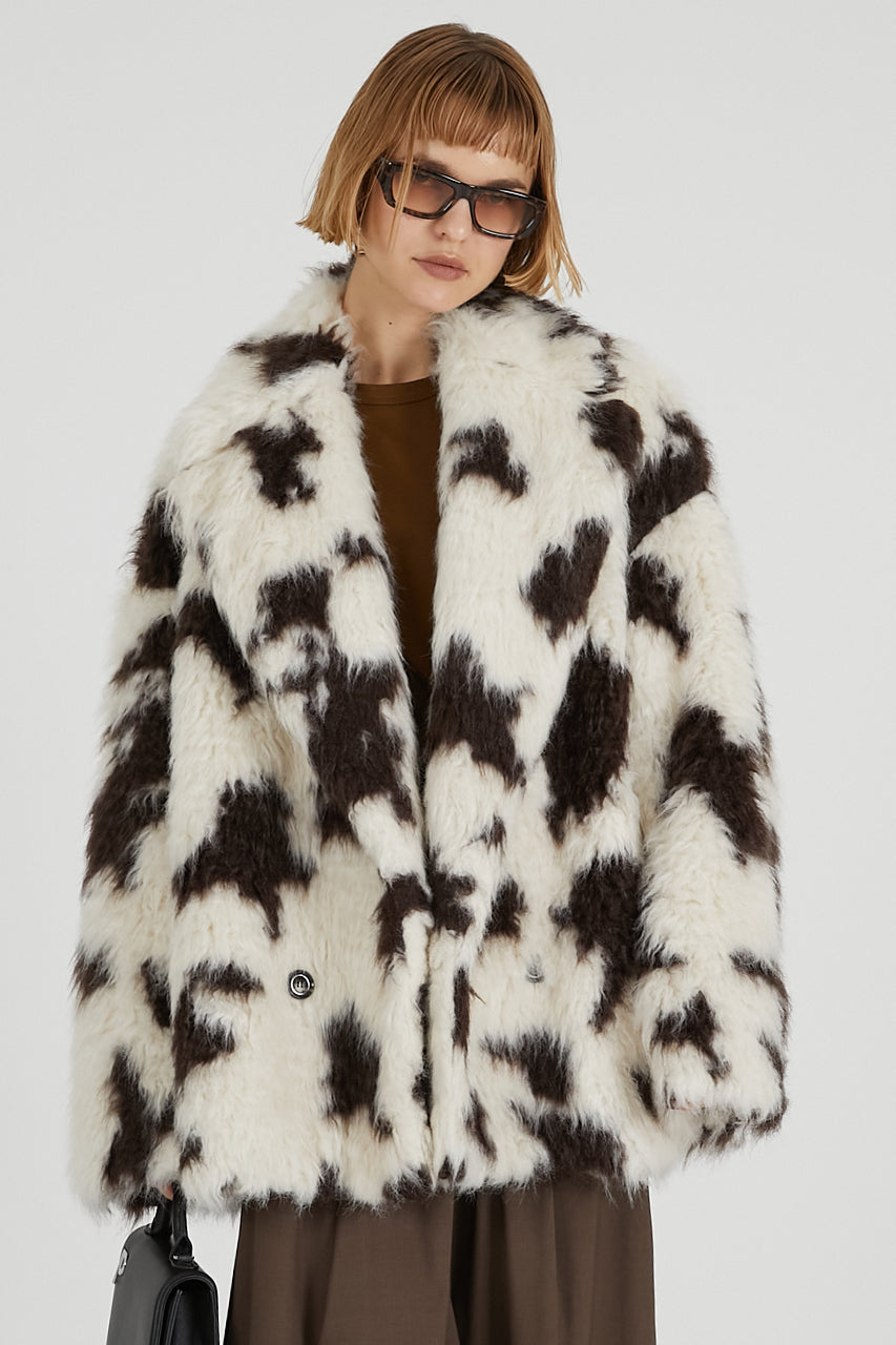 Mix Pattern Fur Jacket - 2025 AUTUMN