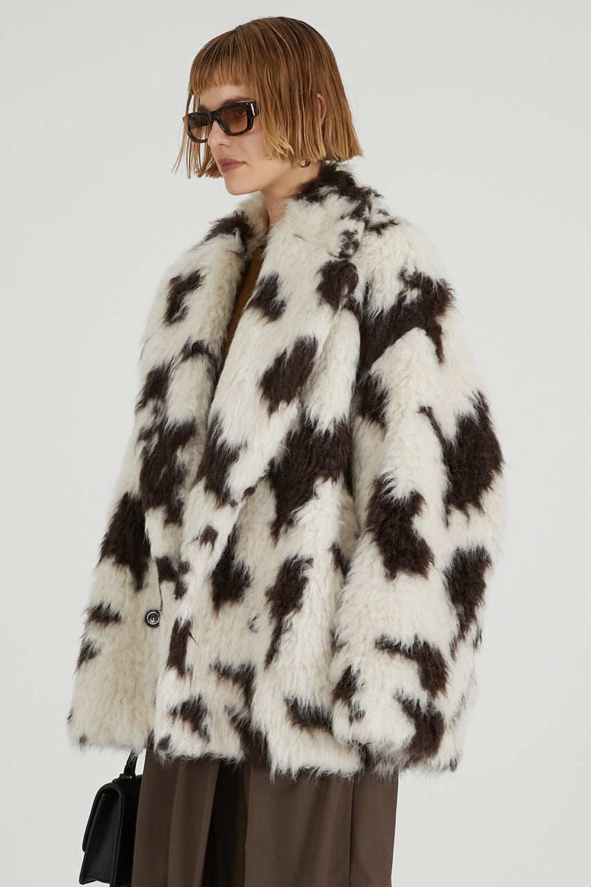 Mix Pattern Fur Jacket