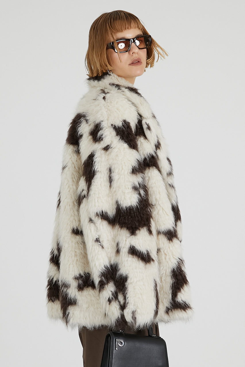 Mix Pattern Fur Jacket