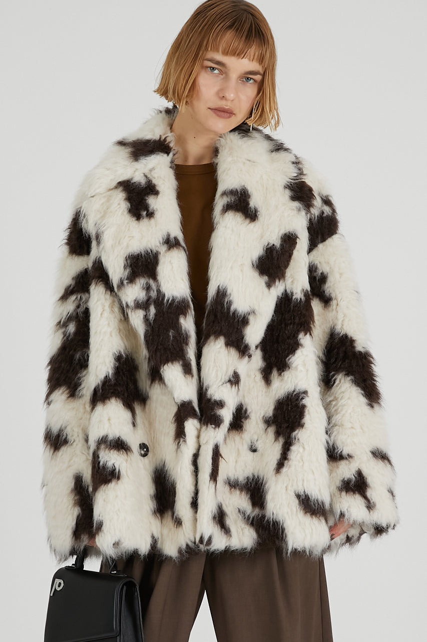 Mix Pattern Fur Jacket