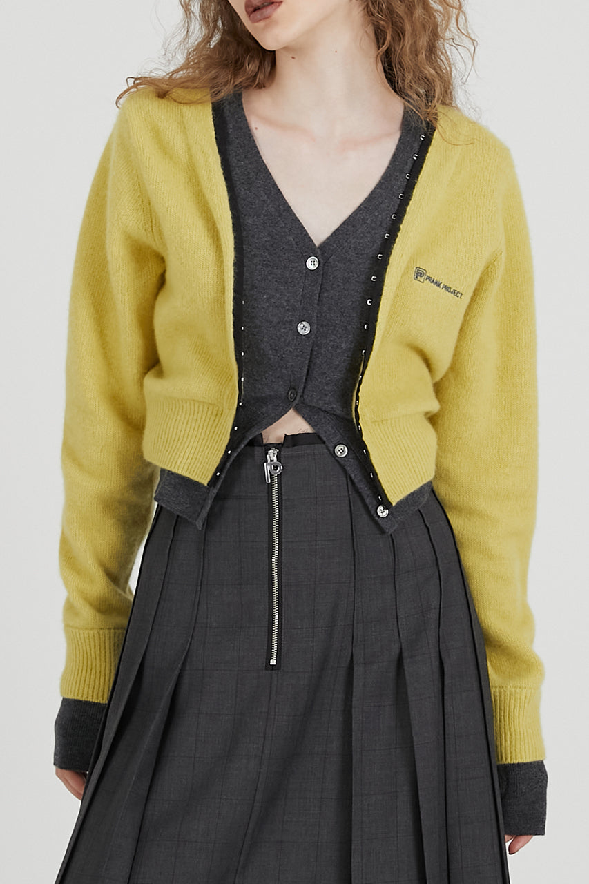 V-Neck Layered Cardigan - 2025 AUTUMN