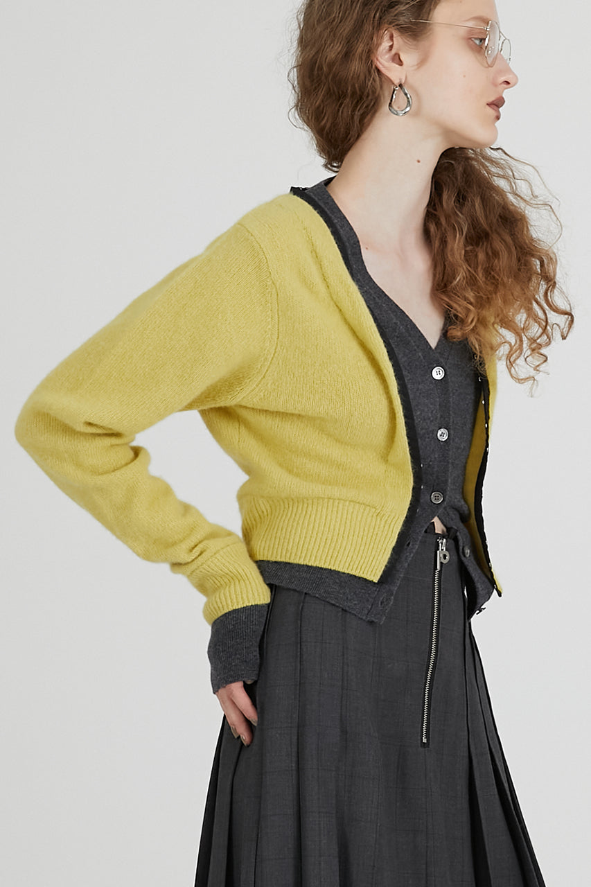 V-Neck Layered Cardigan - 2025 AUTUMN
