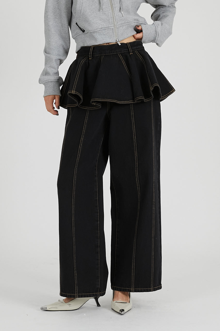 Peplum Denim Pants