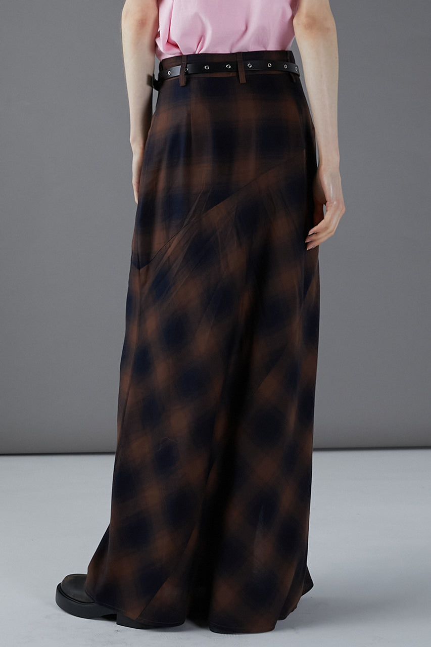 Multi Check Lace-Up Skirt
