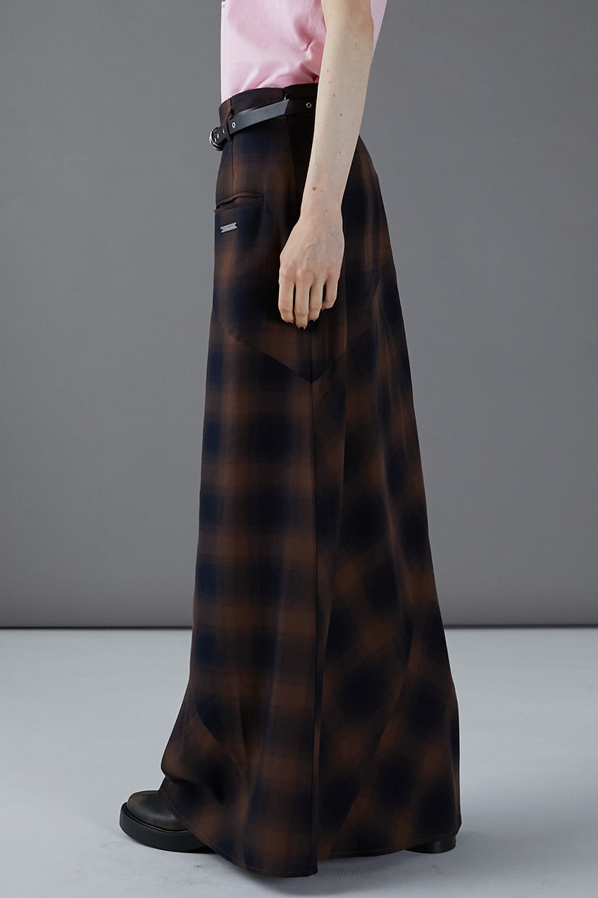 Multi Check Lace-Up Skirt