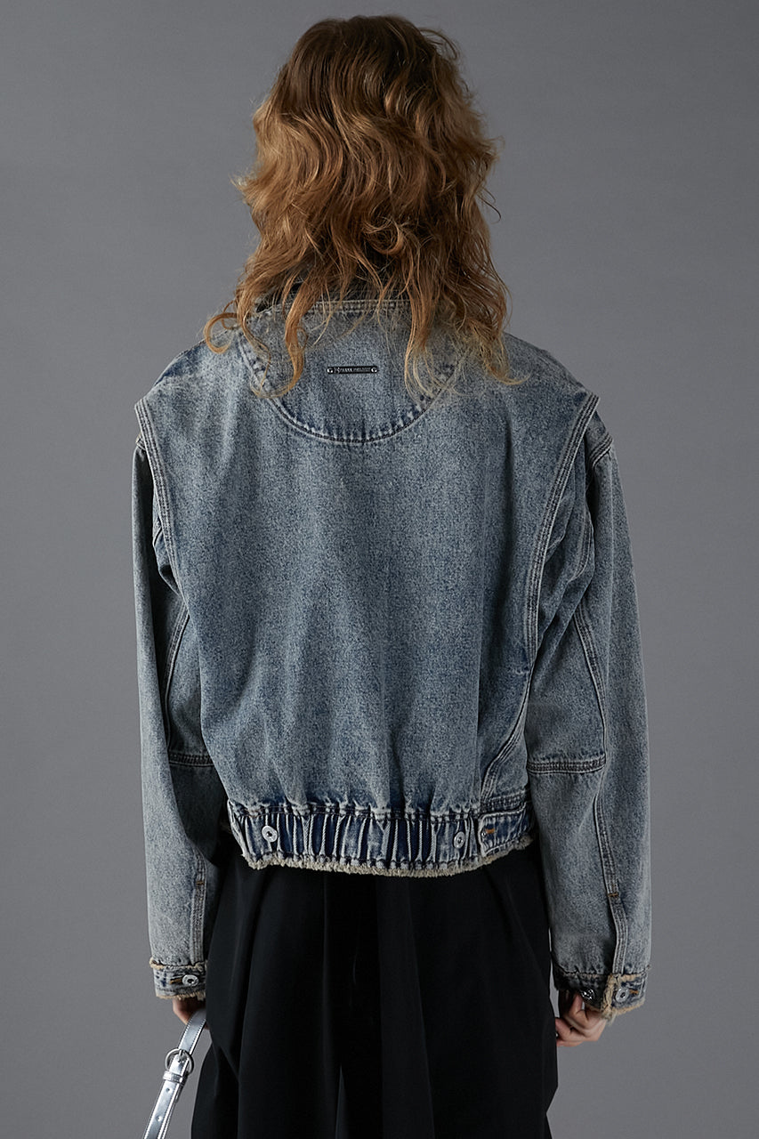 Leather Collar Denim Blouson - SALE