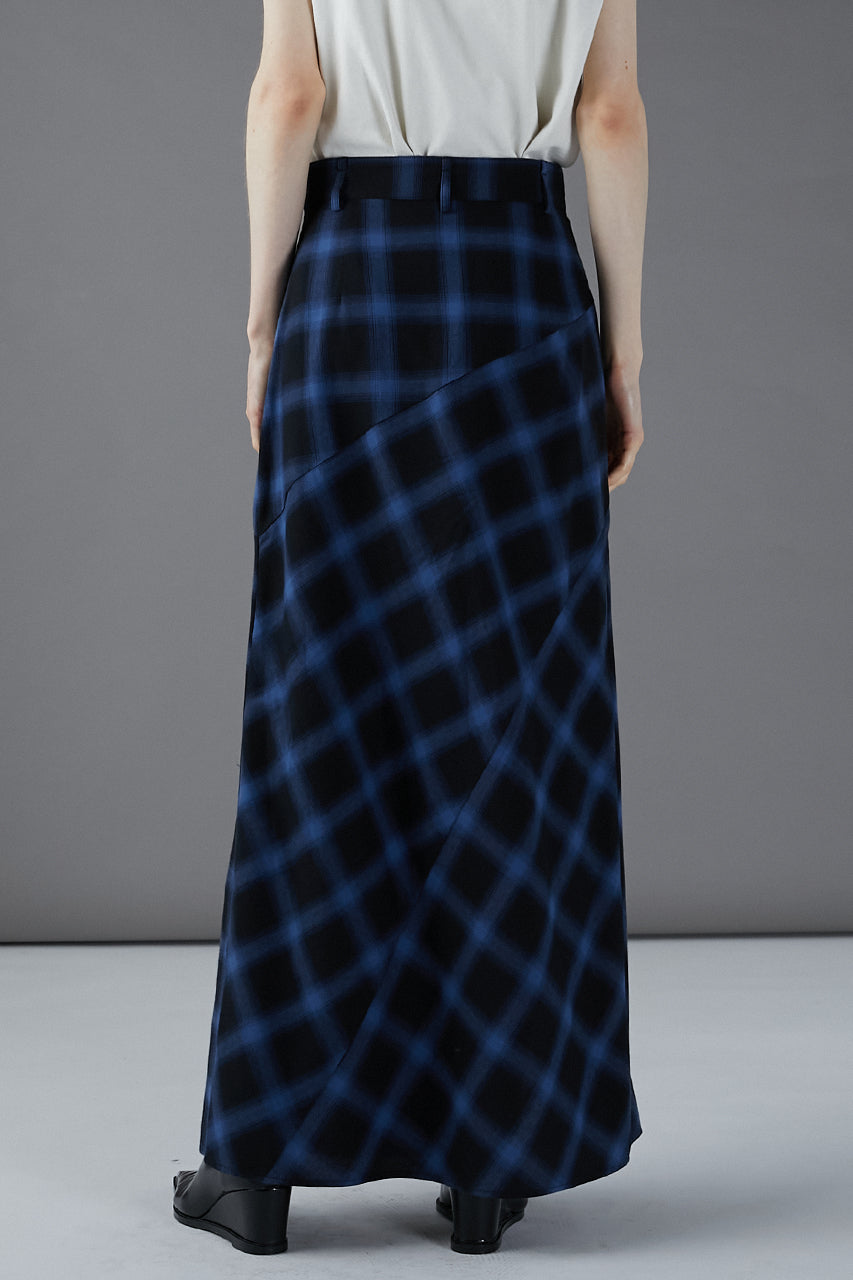 Multi Check Lace-Up Skirt